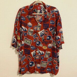 NFL Vintage NY Giants Themed Button Down Short Sleeve Shirt